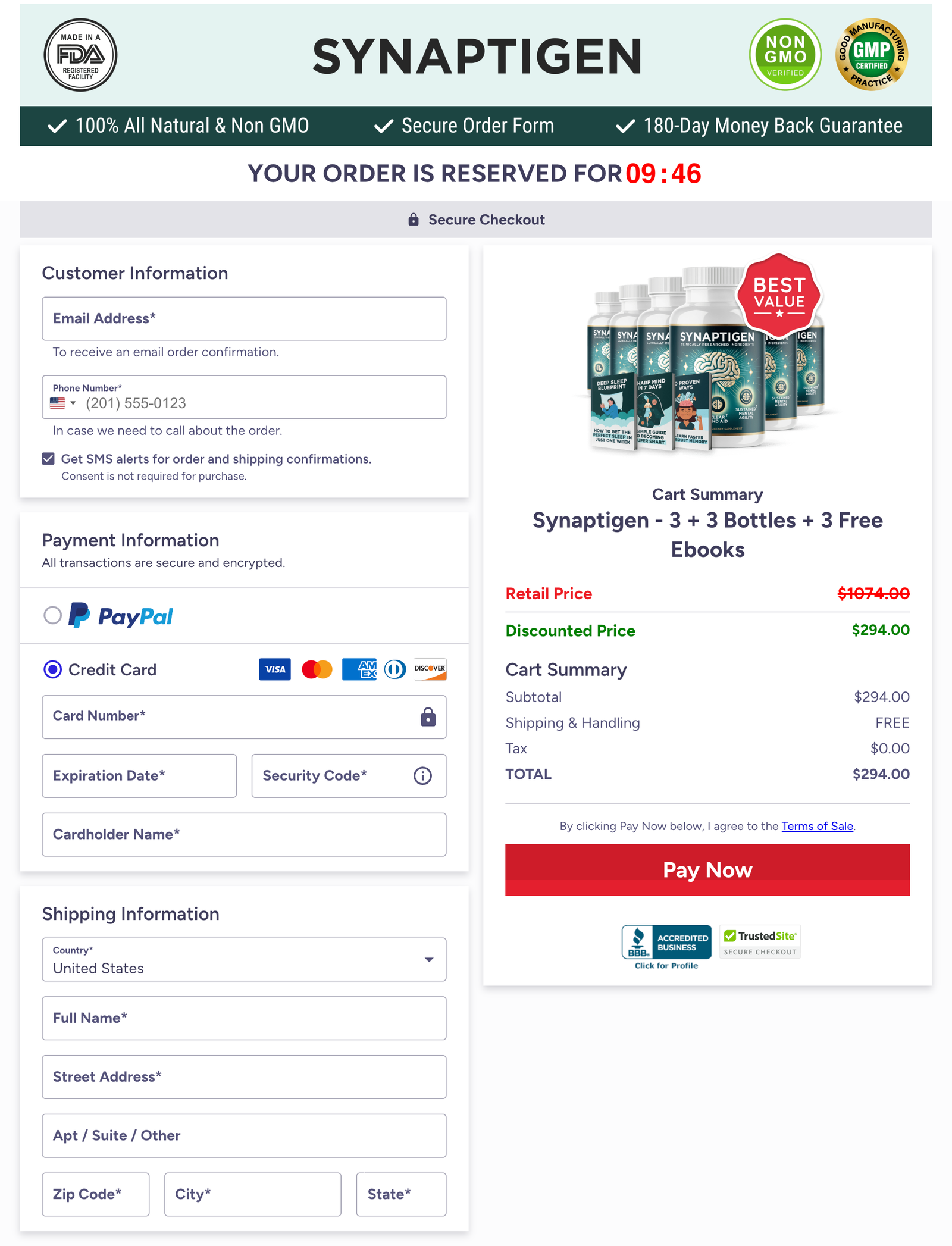 Synaptigen Official Website Secure Order Page